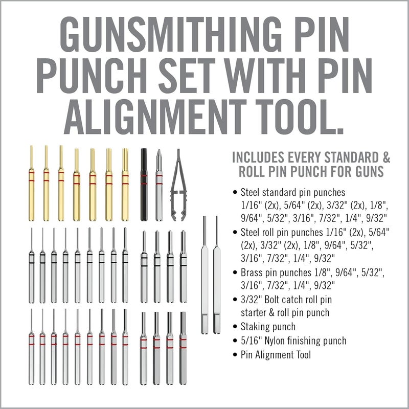 Real Avid Punch Set, Gunsmithing Tool Kit with Roll Pin Punch Set, Flat Tip Metal Punch Set, Brass Punch Set and Gunsmithing Tools: Pin Starter Tool - Image 3